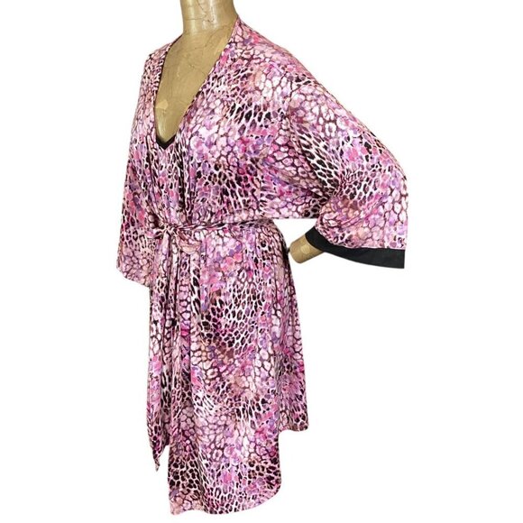 Joyspun Lingerie Set Chemise-Slip & Robe L-XL Pink Burgundy Animal Print 316D - Picture 4 of 11